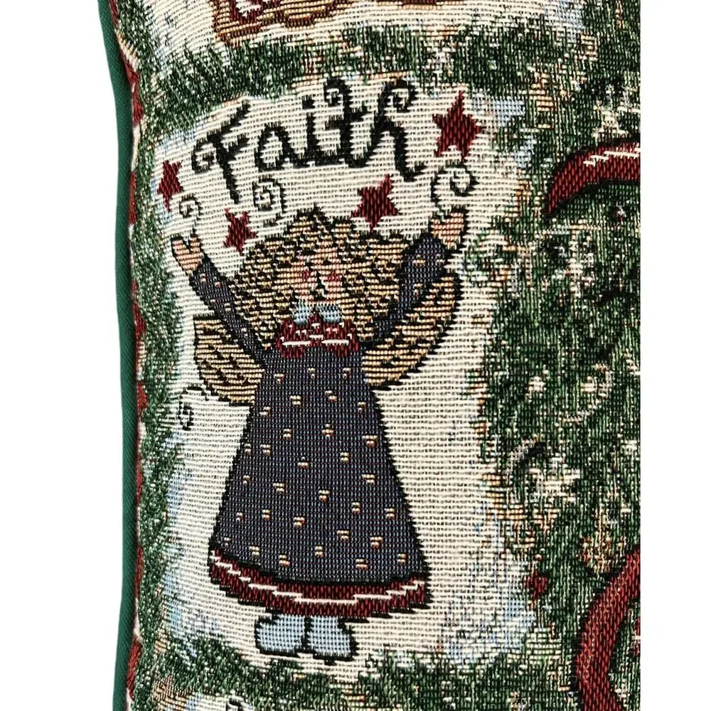 2 Christmas Pillows Riverdale Tapestry Square Throw Pillow Joyful Blessing Tree
